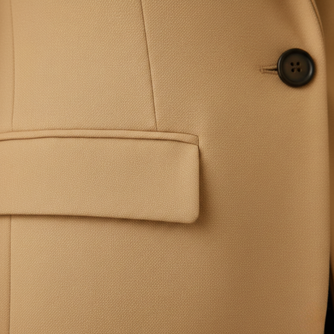 Veste à un bouton pour femme, col cranté, poches à rabat, coupe ajustée