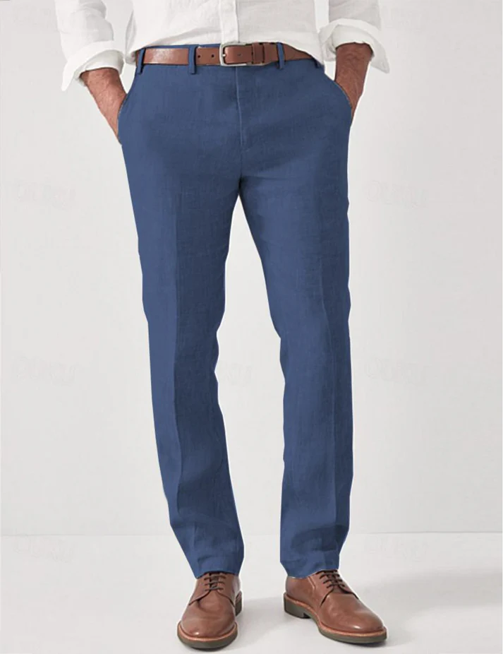 Pantalon en lin homme, taille élastique, style sarouel décontracté