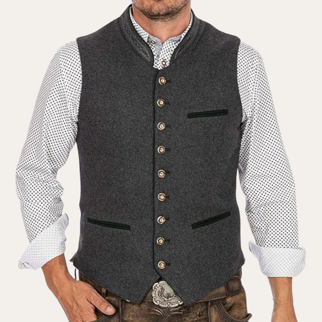 Vestea | Herren Trachten Weste – Schurwolle, Traditionell, Grau