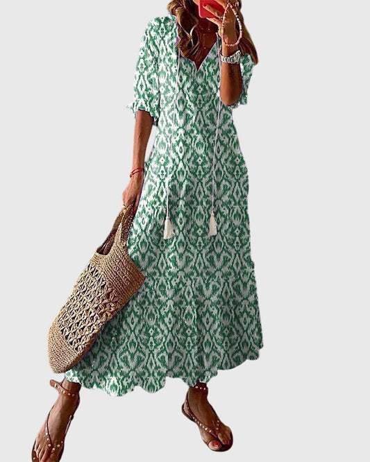 Women's Dress Viscose Floral Sleeveless V-Neck Boho Vintage