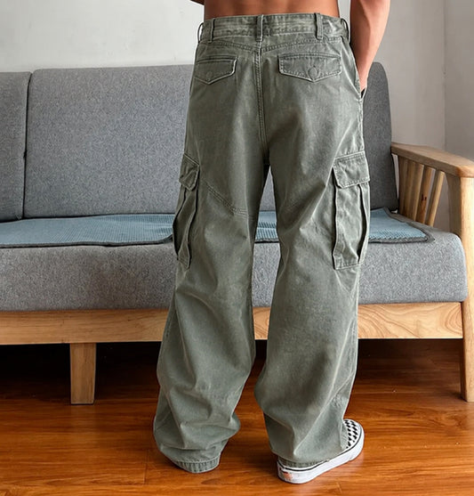 Men's Loose Fit Washed Cargo Pants