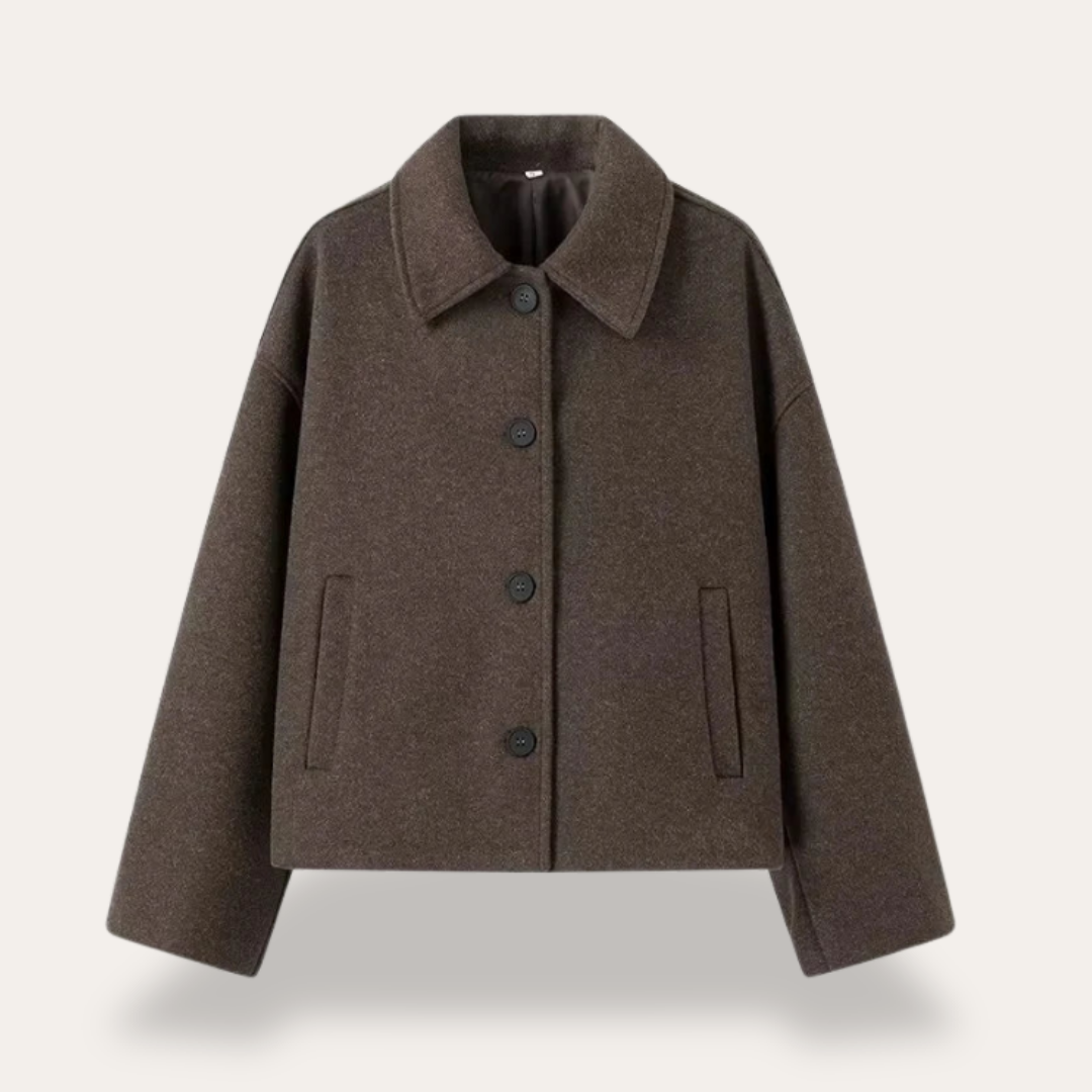 Damen Wolljacke Kurzmantel mit Knöpfen Herbst Winter | Vestea