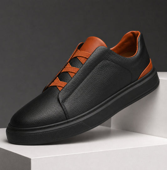 Baskets en cuir pour hommes avec sangle élastique | Coupe classique
