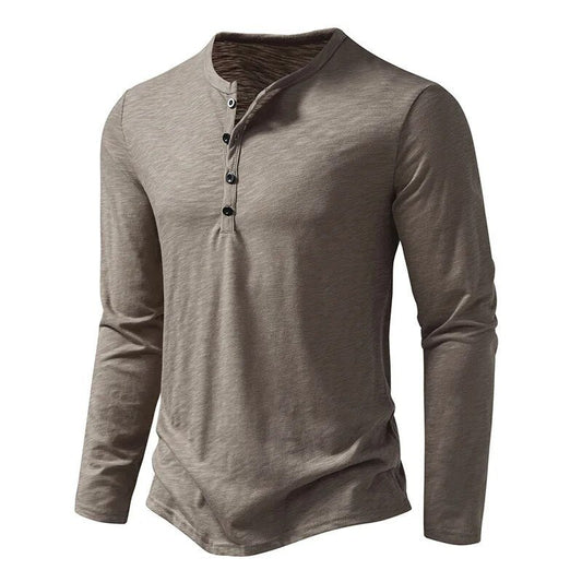 Men's Classic Cotton Henley | Slim Fit Front