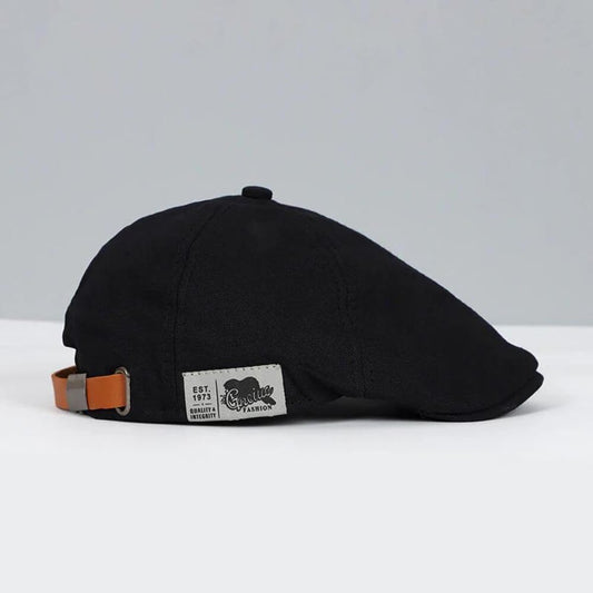 Men's Classic Newsboy Style Flat Cap | Leather Buckle Strap Front