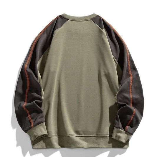 Men's Colorblock Sweatshirt | Raglan Sleeve Relaxed Fit Front