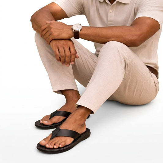 Men's Cushioned Leather Toe Post Shoes Front