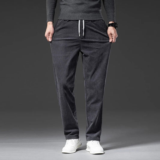 Men's Drawstring Corduroy Chinos | Tailored Casual Fit Front