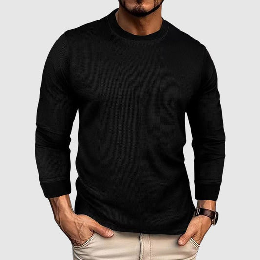 Men's High Collar Knit Shirt | Crew Neck Front