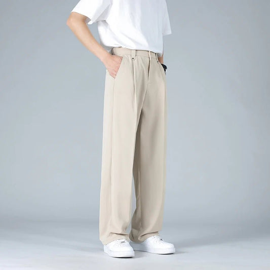 Men's Pleated Chino Trousers | Relaxed Fit Front