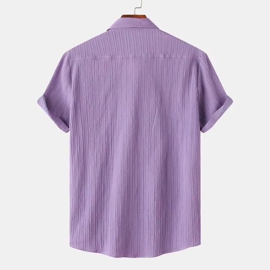 Men's Striped Linen Blouse Shirt | Classic Fit Front