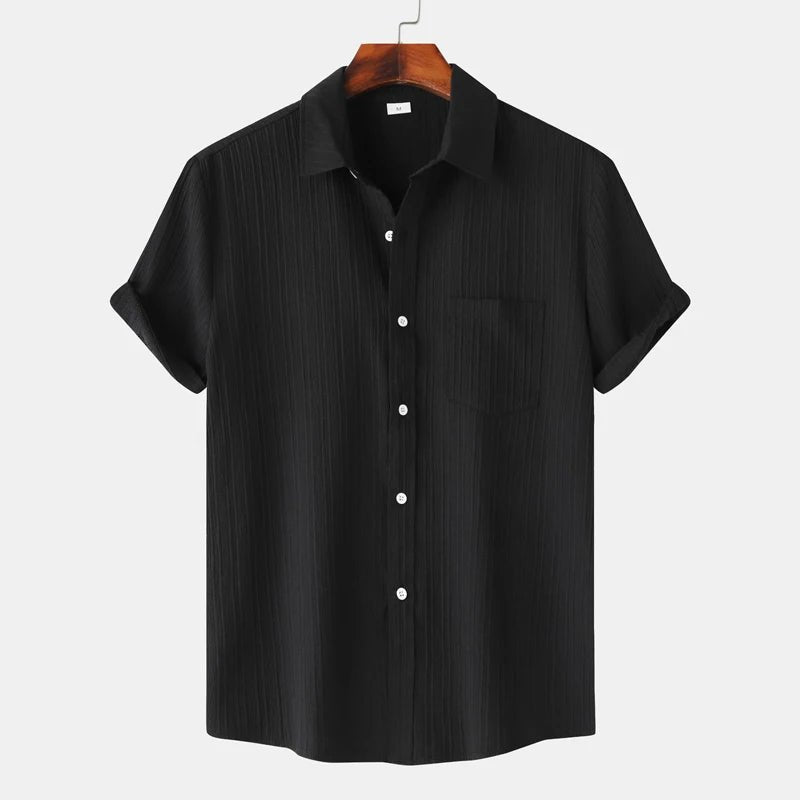 Men's Striped Linen Blouse Shirt | Classic Fit View 12