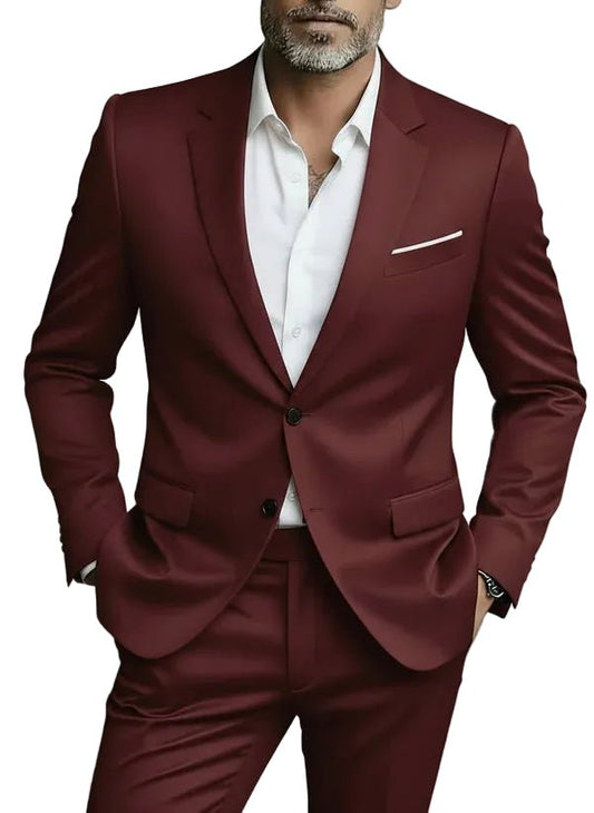 Men's Tailored Slim Fit Two-Piece Suit | Formal Office Front