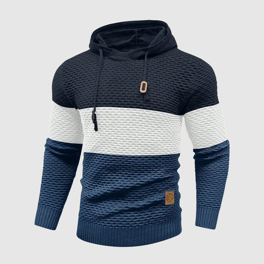 Men's Triple Tone Knit Pullover | Stripe Knit Hoodie Front