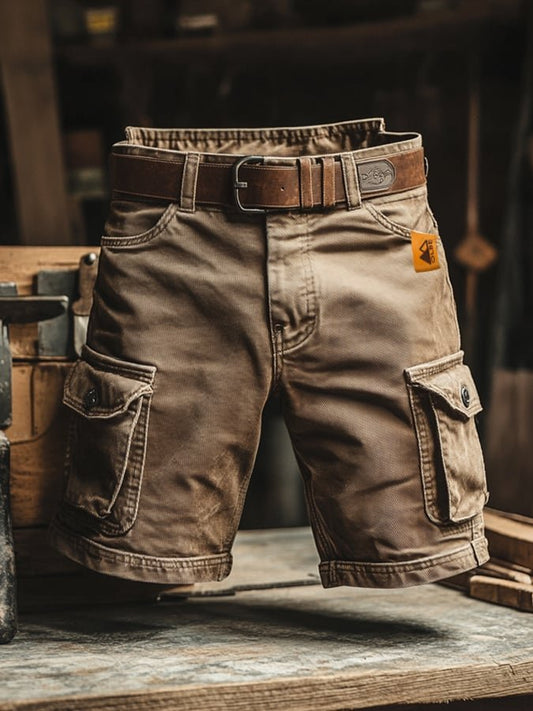 Men's Vintage Cargo Shorts Pants Front