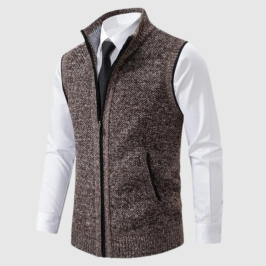 Men's Zip-Up Sweater Vest | Contrast Trim Front