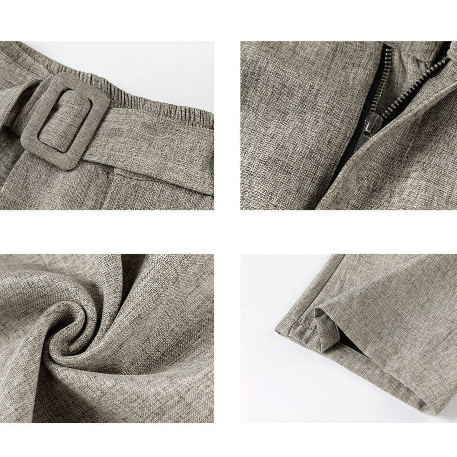 Unisex High-Waist Wide Leg Pants | Balloon Drape Belted Fit View 13