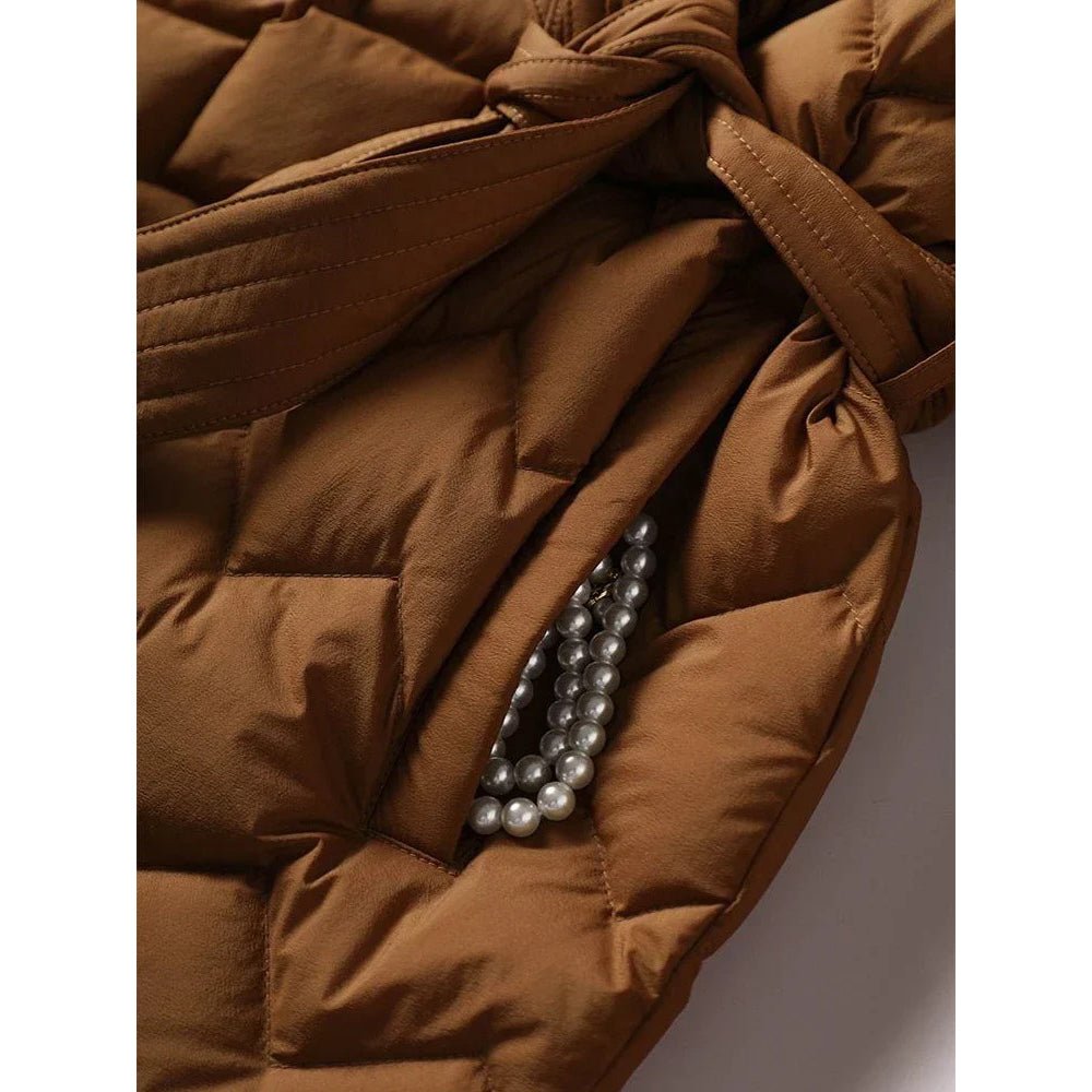 Women's Diamond Quilted Down Jacket | Tailored Lapel Back