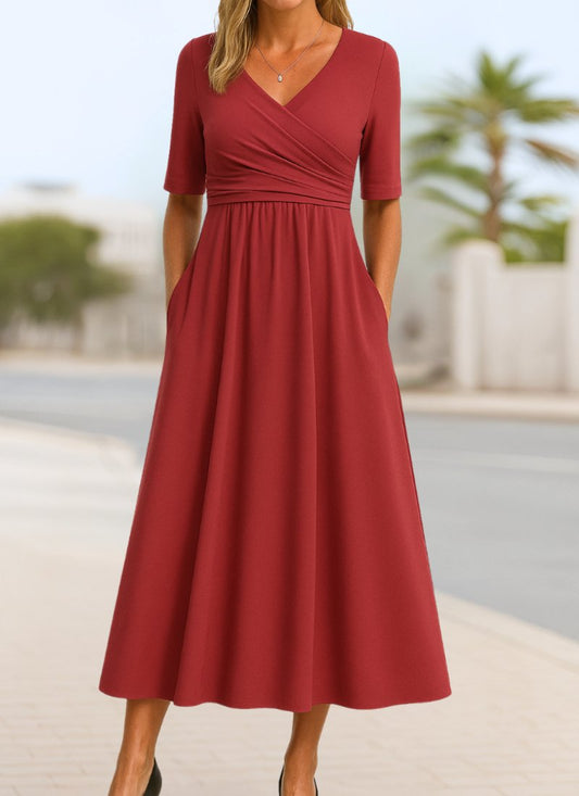 Women's Stylish Crossover Wrap Dress | Flattering Fit Front