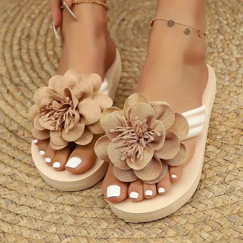 Sandalias para mujer con estampado floral, tipo slide, sin cierre, punta abierta, tacón bajo, casual