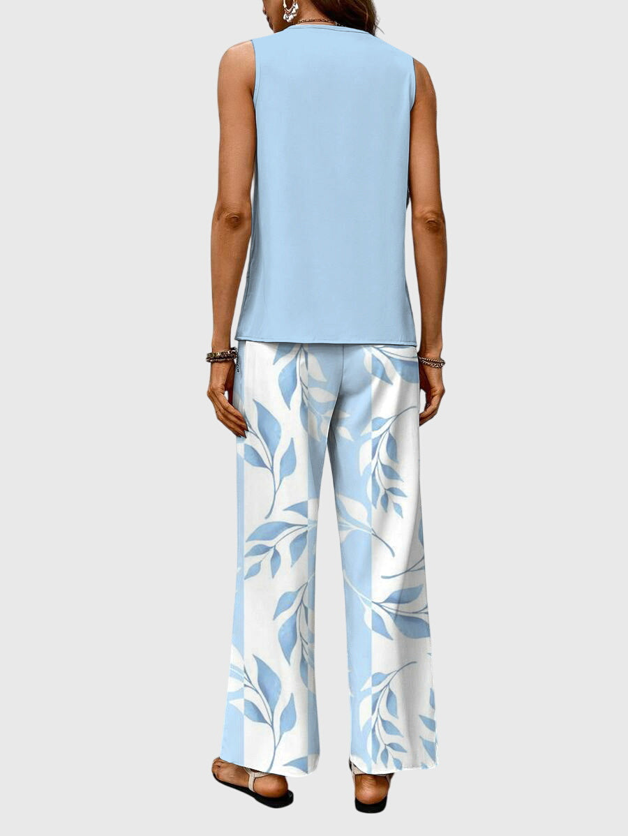 Women's Two-Piece Set Sleeveless Slim Fit Button-Up Summer