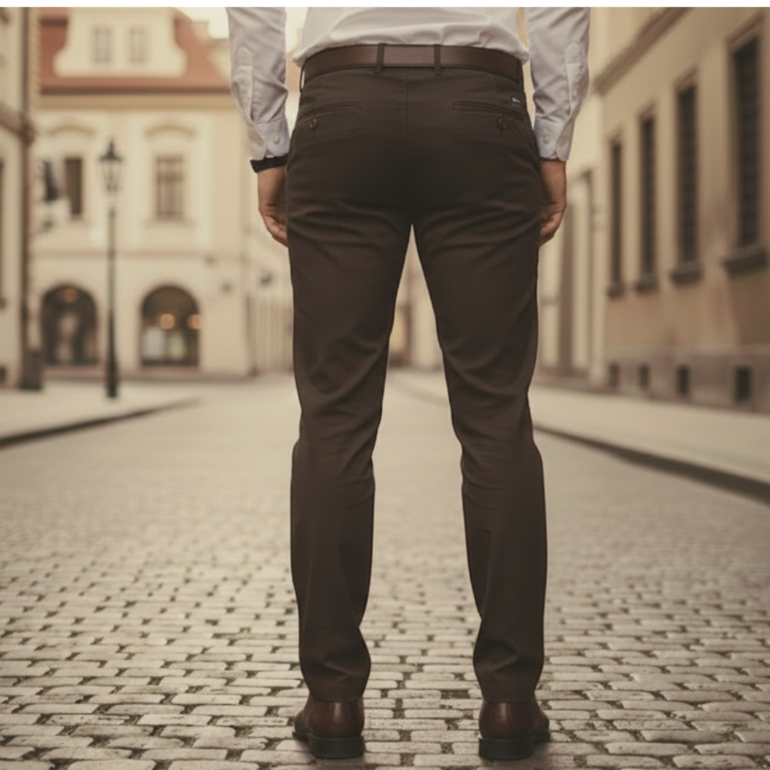 Pantalones elásticos para hombre de poliéster y elastano ajuste clásico