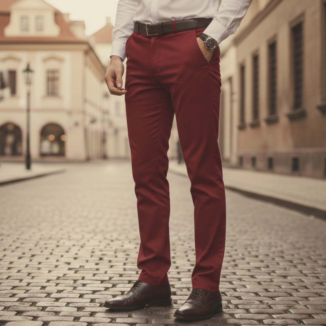 Pantalones elásticos para hombre de poliéster y elastano ajuste clásico