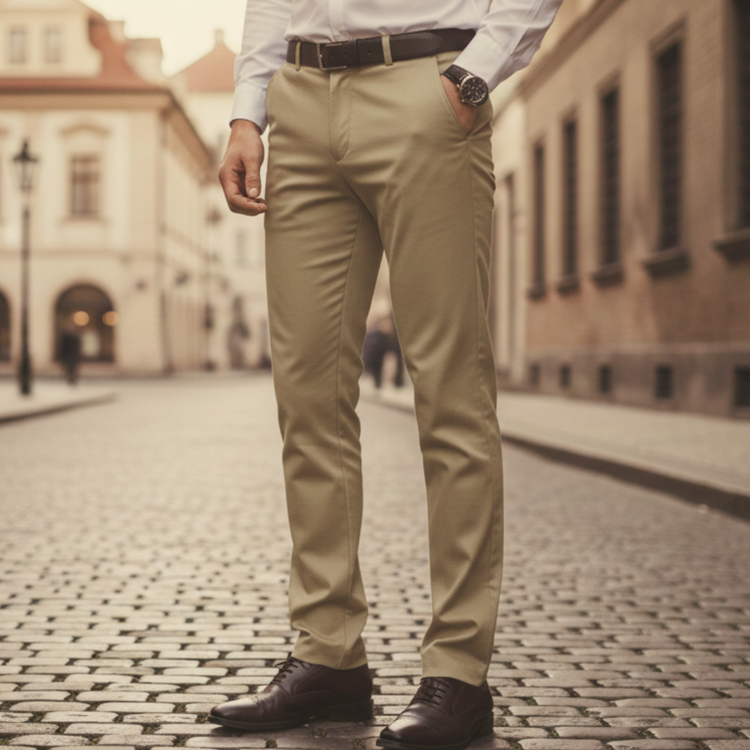 Pantalones elásticos para hombre de poliéster y elastano ajuste clásico