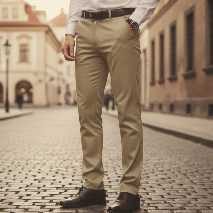 Pantalones elásticos para hombre de poliéster y elastano ajuste clásico