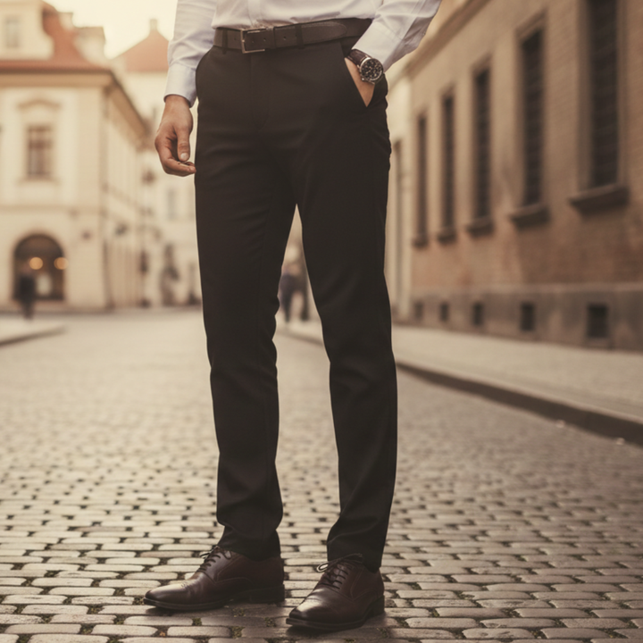 Pantalones elásticos para hombre de poliéster y elastano ajuste clásico