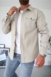 Men's Overshirt Jacket Button-Up Long Sleeve Chest Pocket Regular Fit