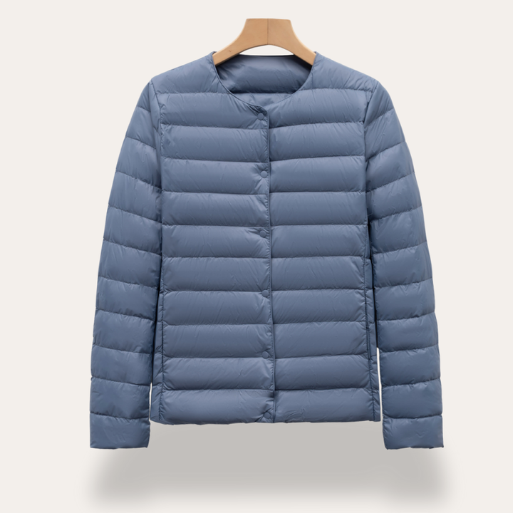 Damen Steppjacke Ultraleicht Rundhalsausschnitt mit Druckknöpfen | Vestea