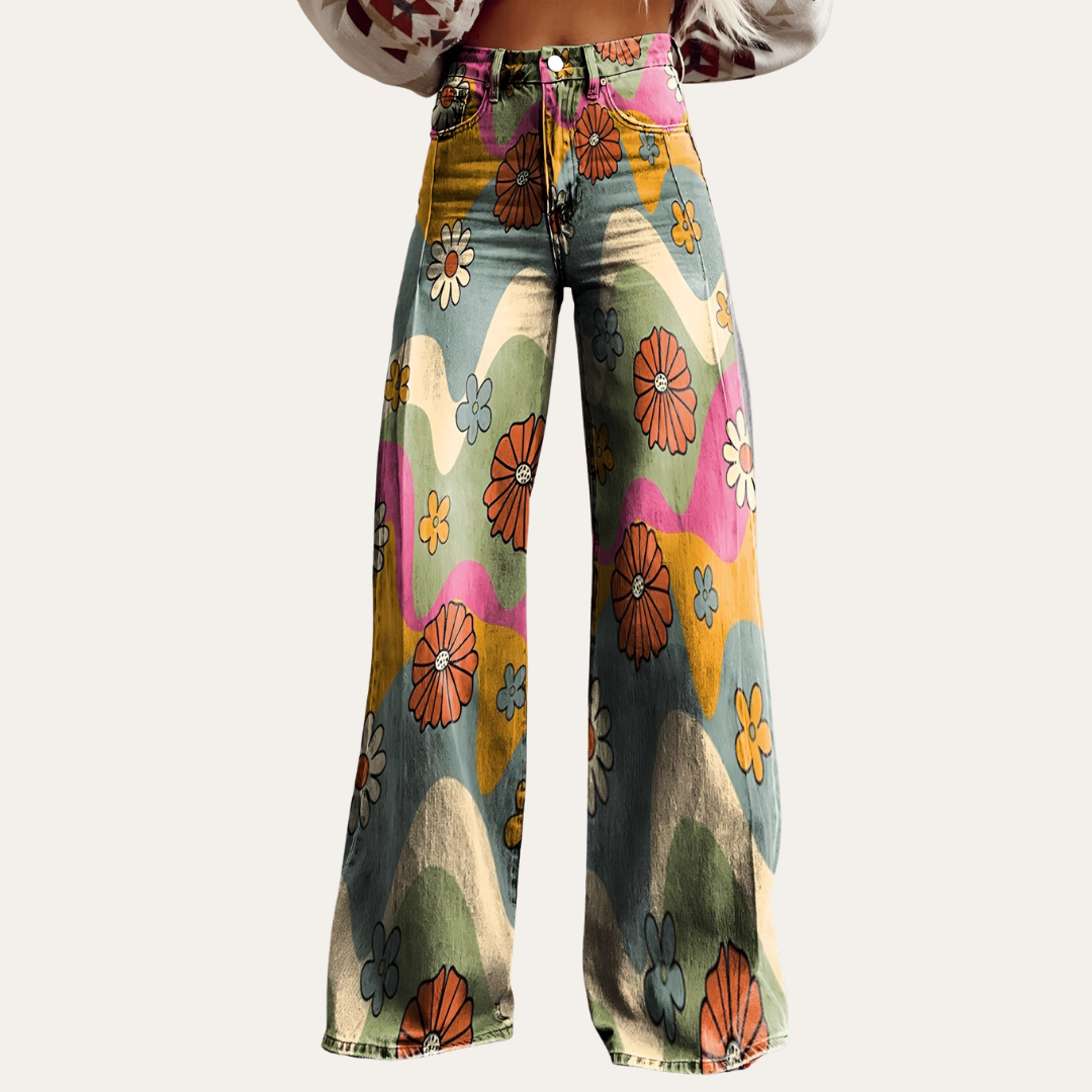Blumenmuster Schlaghosen für Damen | Vestea