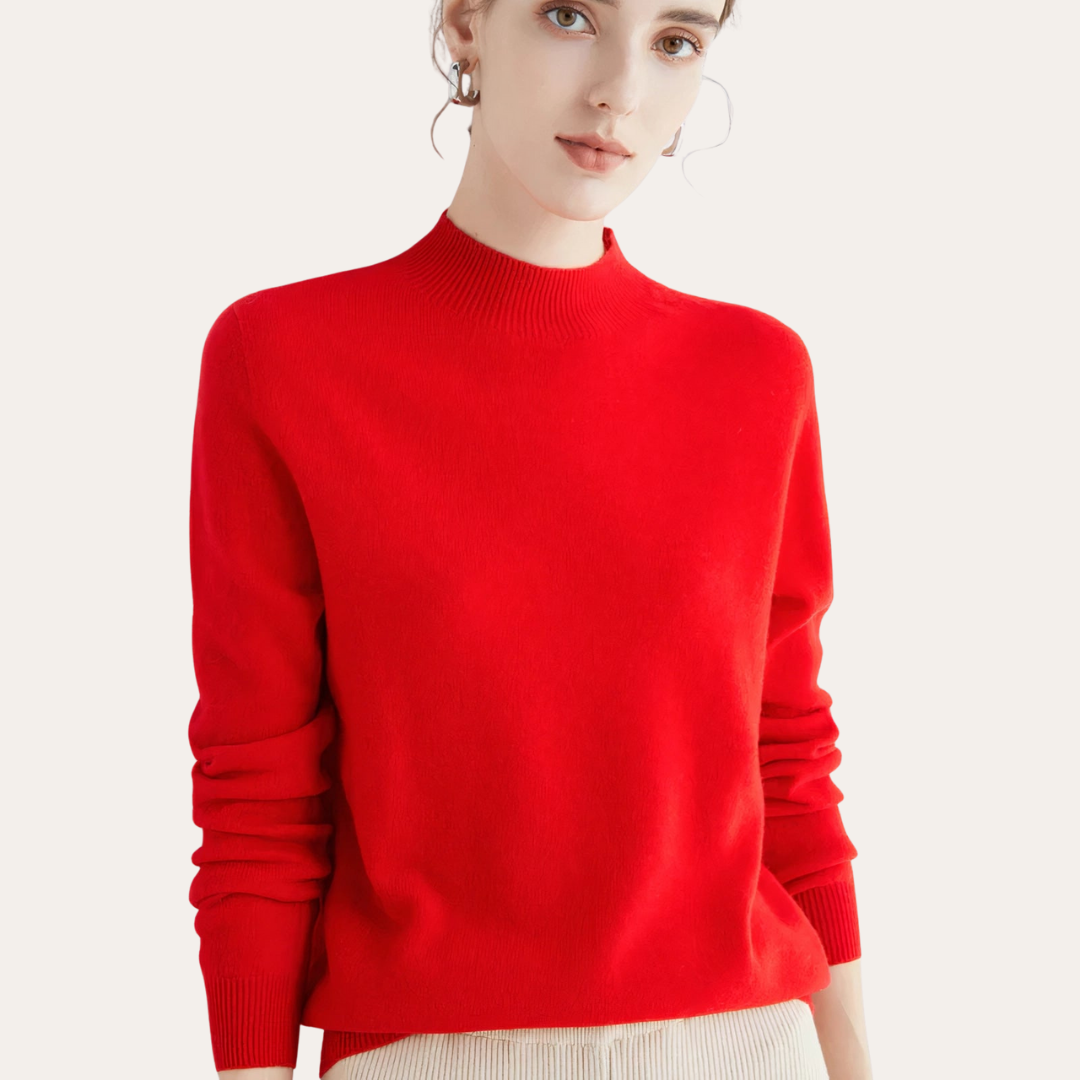 Damen Pullover Langarm Stehkragen Basic | Vestea