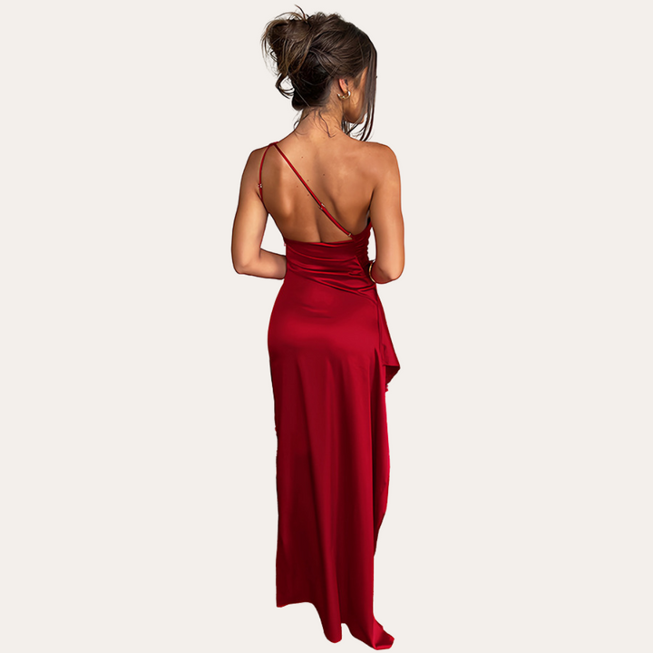 Vestea | Damen Satin-One-Shoulder-Abendkleid mit Schlitz