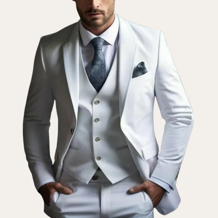 Herren 3-Teiler Anzug Slim Fit Hochzeit Business Polyester | Vestea