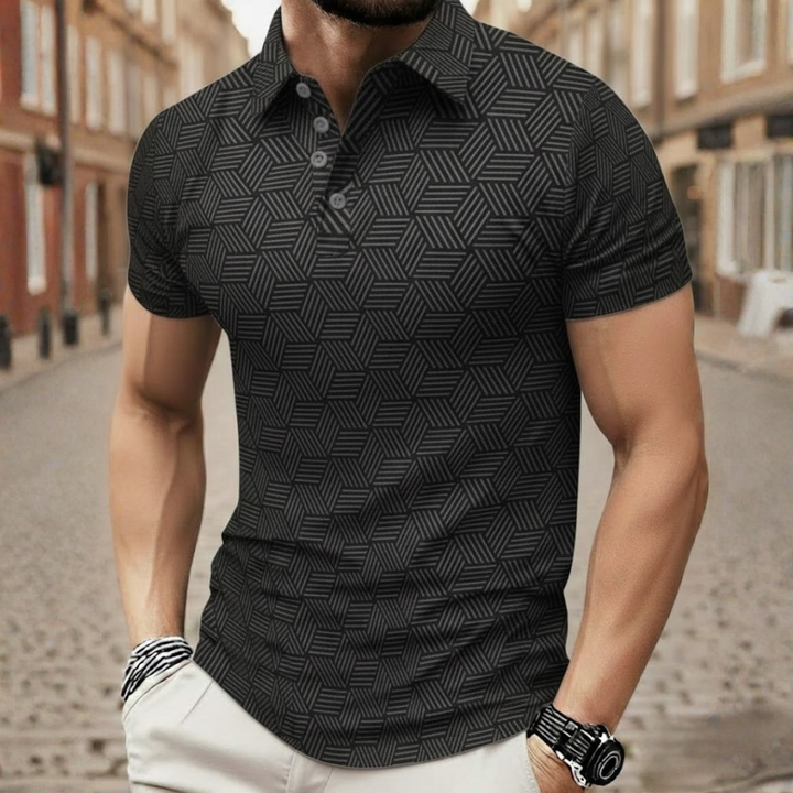Mens polo shirt short sleeve geometric