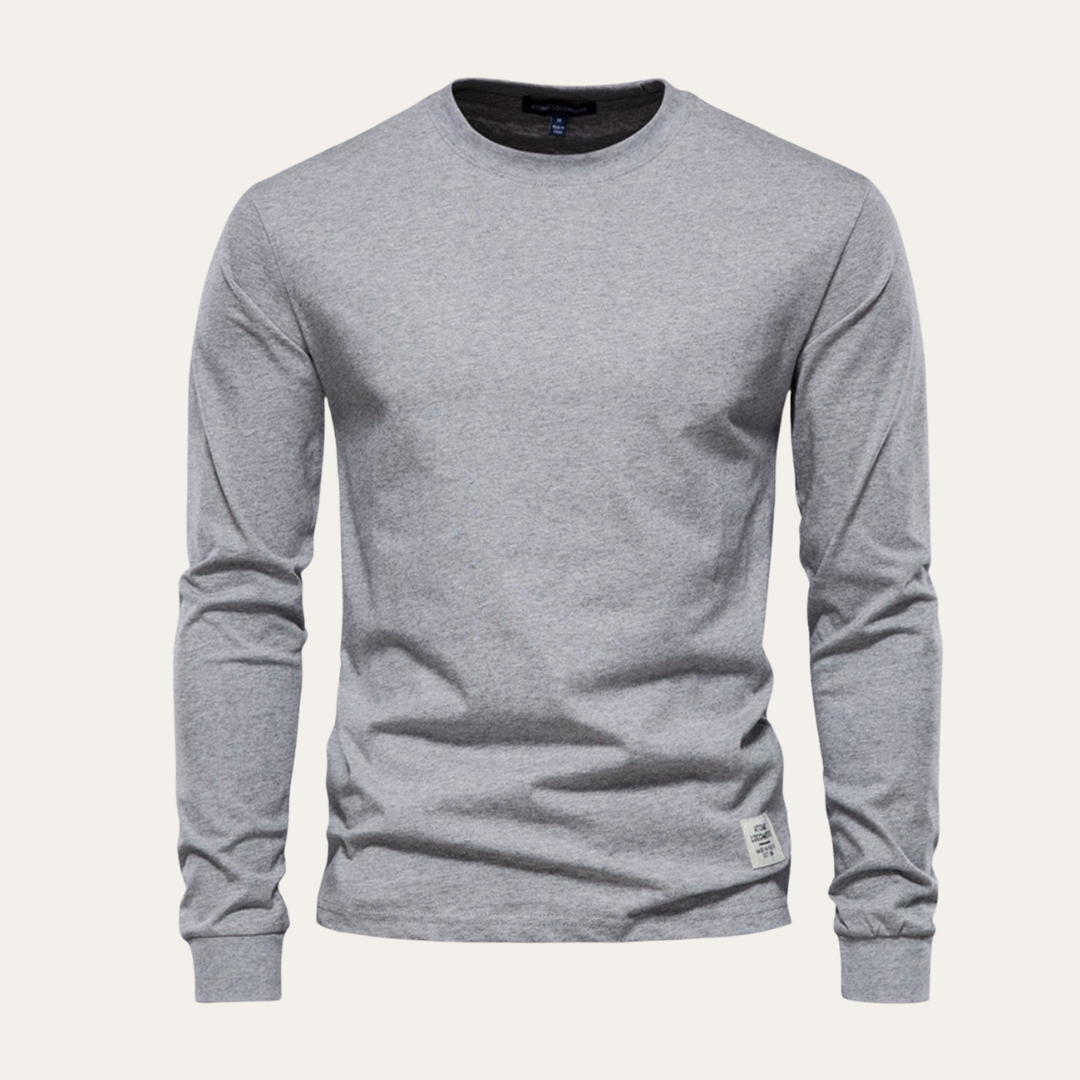 Herren Langarmshirt Rundhals Basic Freizeit Stretch | Vestea