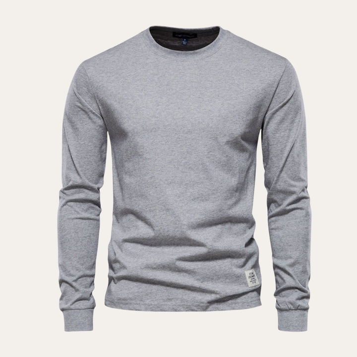 Herren Langarmshirt Rundhals Basic Freizeit Stretch | Vestea