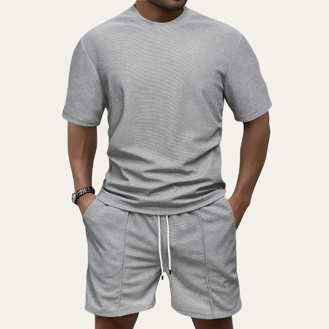 Freizeit Set für Herren T-Shirt und Shorts Set aus leichtem Material mit verstellbarem Bund | Vestea