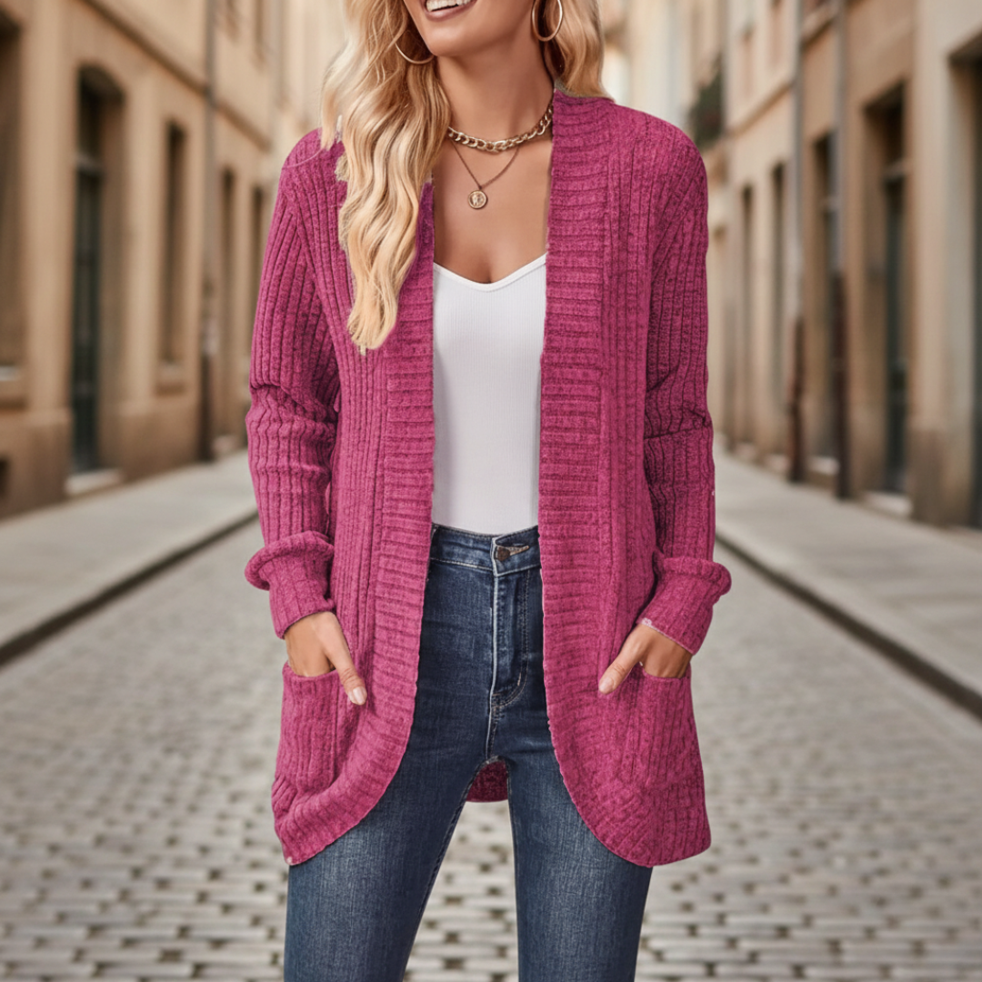 Offene, langärmelige Strickjacke für Damen | Vestea
