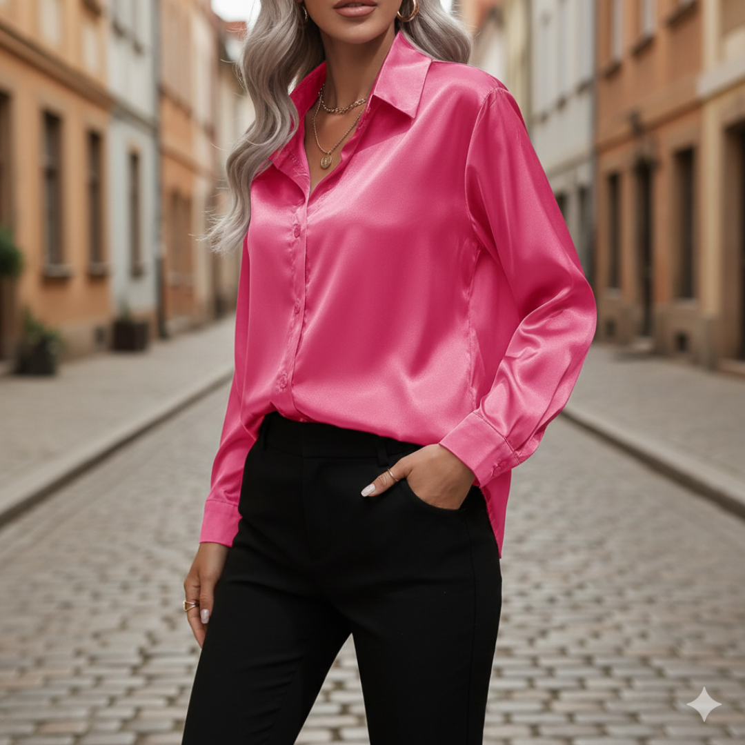 Damen Satin Bluse Langarm | Vestea