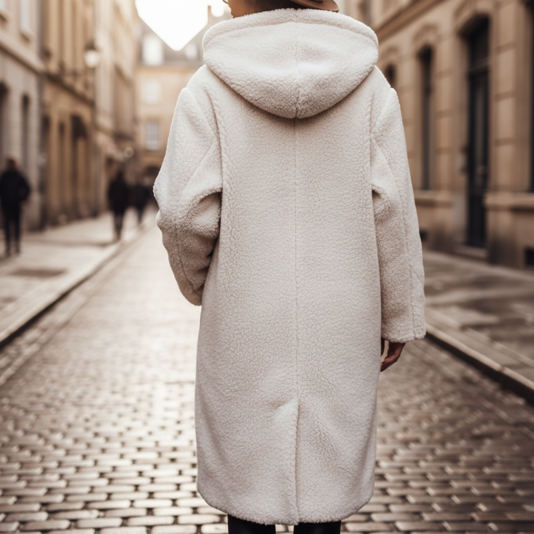 Damen Fleece Mantel Mit Kapuze | Vestea