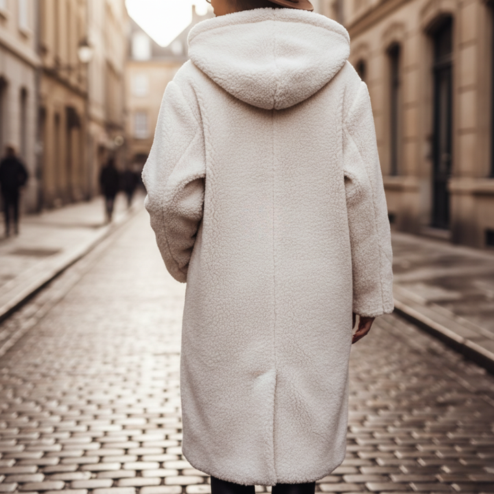Damen Fleece Mantel Mit Kapuze | Vestea