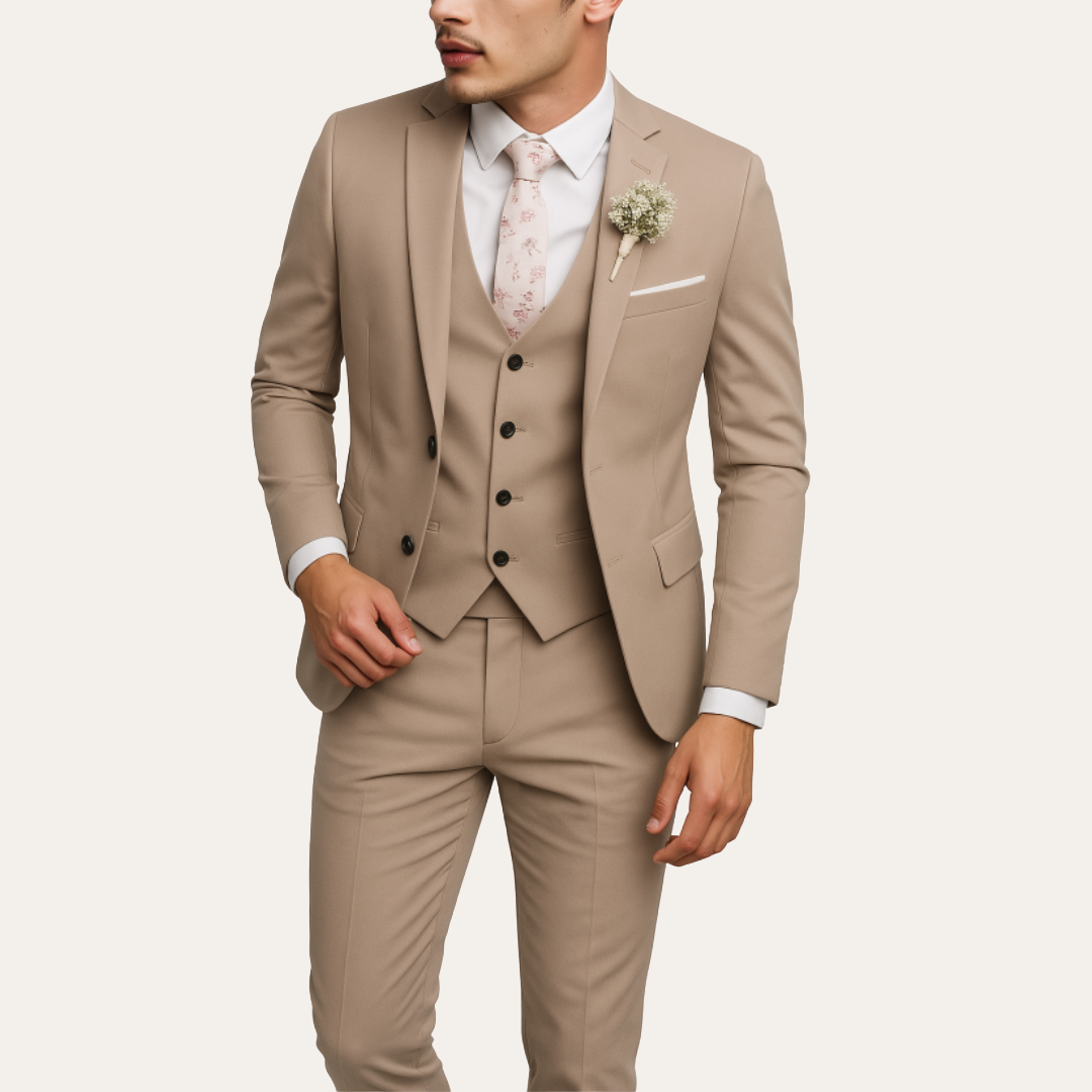 Herren Dreiteiliger Slim Fit Business Anzug Wolle | Vestea