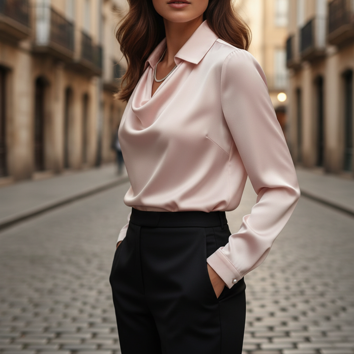 Damen Bluse mit Wasserfallausschnitt Elegant | Vestea