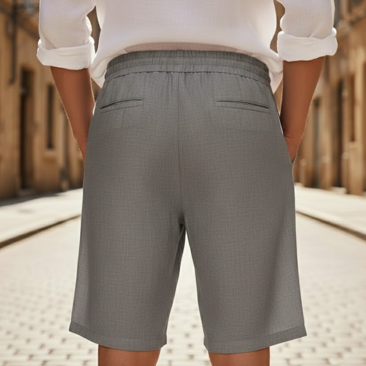 Pantalones cortos de lino para hombre, ajuste holgado, con cordón, verano