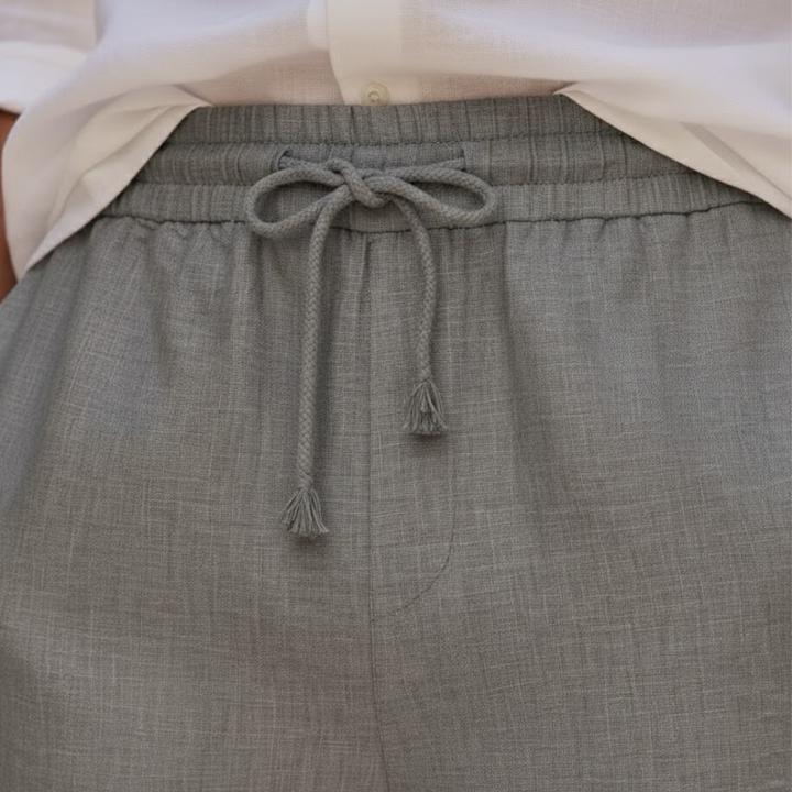 Pantalones cortos de lino para hombre, ajuste holgado, con cordón, verano