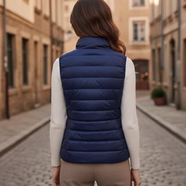 Veste sans manches matelassée ultralégère à fermeture éclair intégrale pour femmes