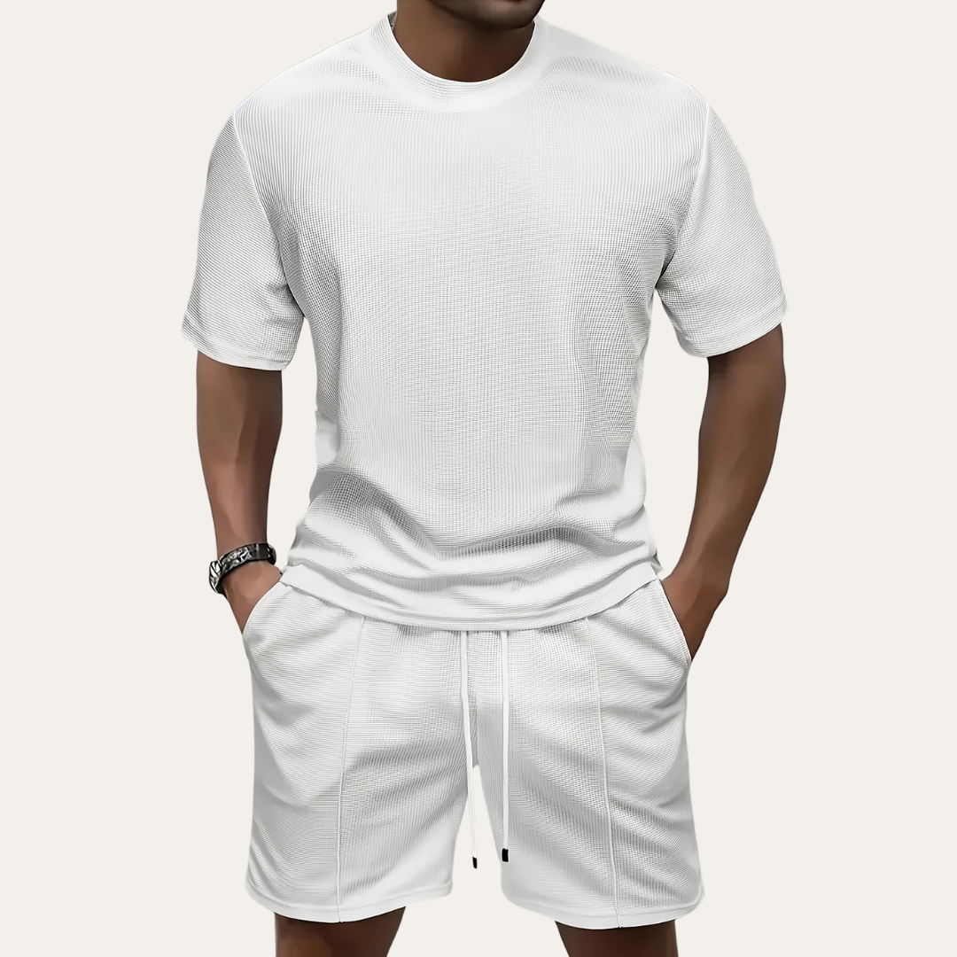 Freizeit Set für Herren T-Shirt und Shorts Set aus leichtem Material mit verstellbarem Bund | Vestea